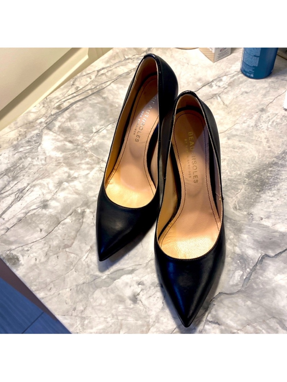 Beau Soles Black Pointed-Toe Women's High Heels